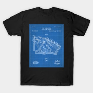 Adding Machine Patent - Accountant Accounting Office Art - Blueprint T-Shirt